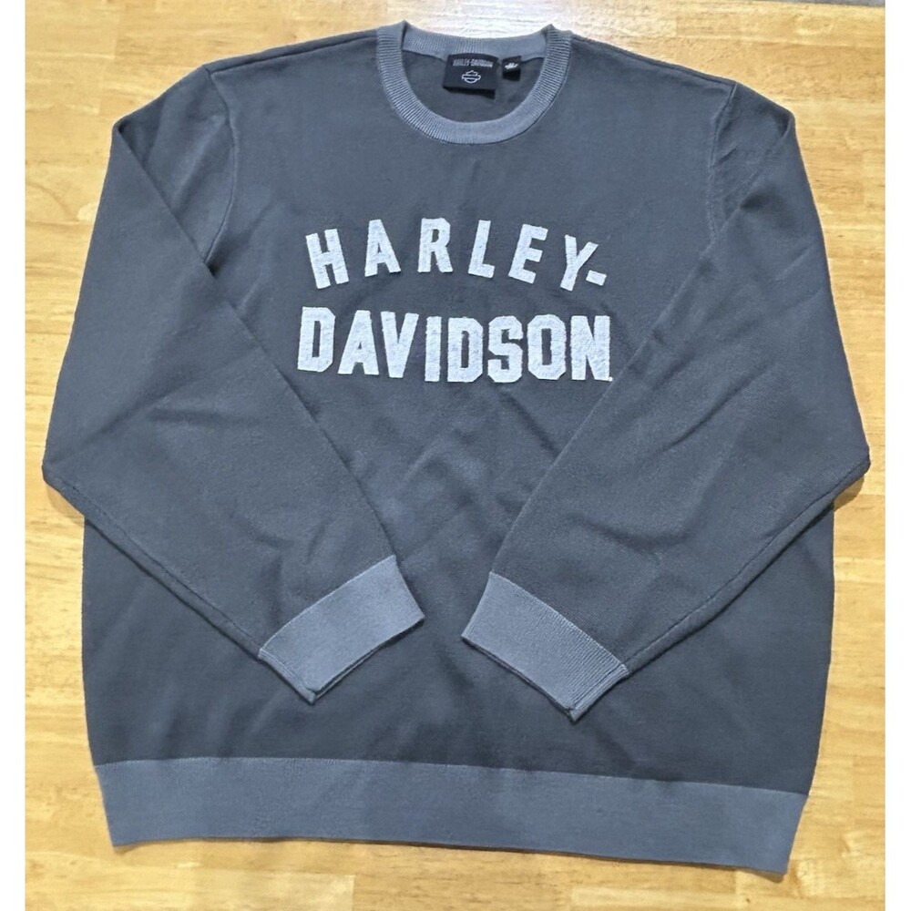 Harley Davidson Men's Sweater Knit Gray 1930's Style Racing Logo Size 2XL H-1